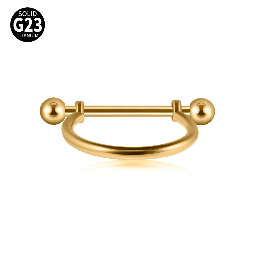 1PC ASTM F136 Titanium Ear Daith Rook Lobe Barbell Micro Zircon Hoop Earring Gold Plated Cartilage Piercing Jewelry