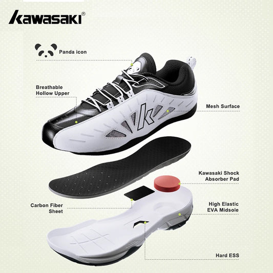 Kawasaki 2024 PANDA Badminton Shoes Professional Carbon Fiber Board Shock Absorption Men's Sneakers Women's Sports Shoes B3327.