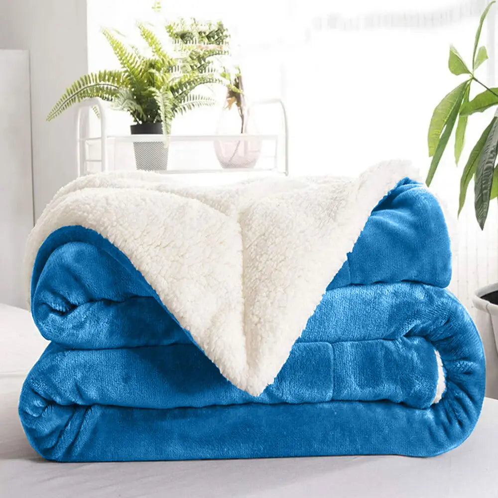Sherpa Fleece Blanket Reversible Soft Fluffy Warm Large Sofa Bed Throw Blankets.
