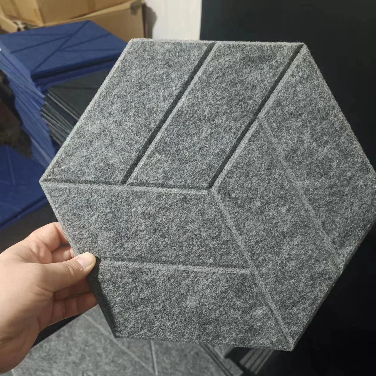 36/24/12pcs Hexagonal Self-adhesive Acoustic Panels Sound Proof Foam Panels Y-Lined Design To Absorb Noise Eliminate Echoes