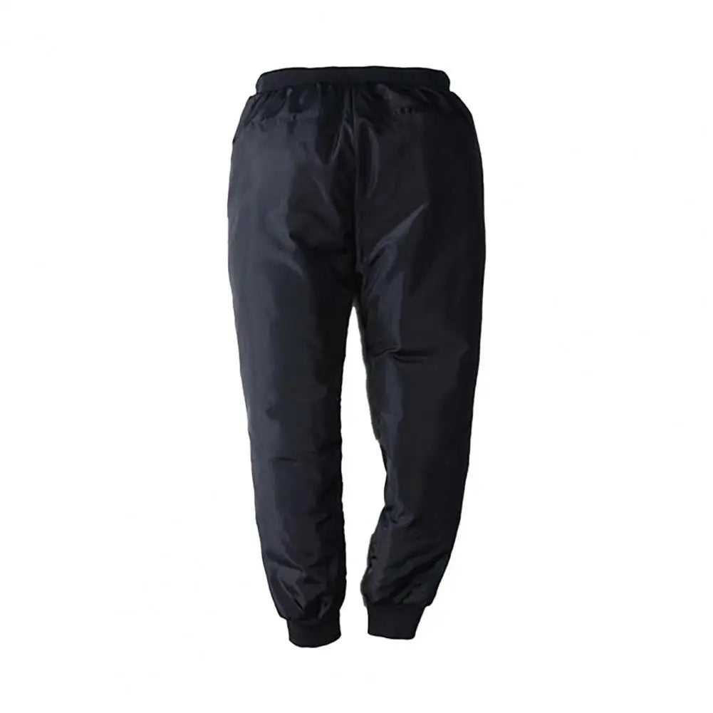 Winter Men Padded Down Pants Thick Elastic Waist Windproof Warm Plus Size Waterproof Mid-aged Men Father Outdoor Pants.