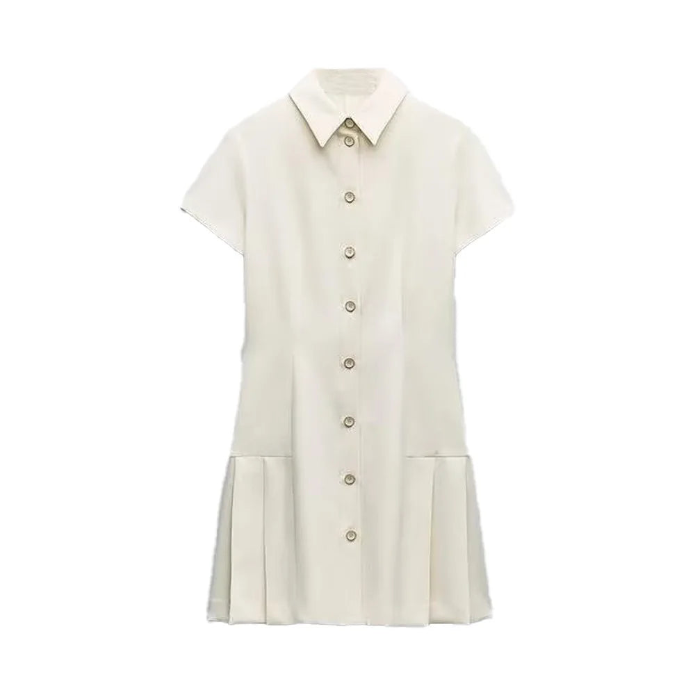 Msnoloa 2024 sunmer neues Produkt Damenmode lässig Polo kragen kurz ärmel iges Hemd Stil Mini kleid.