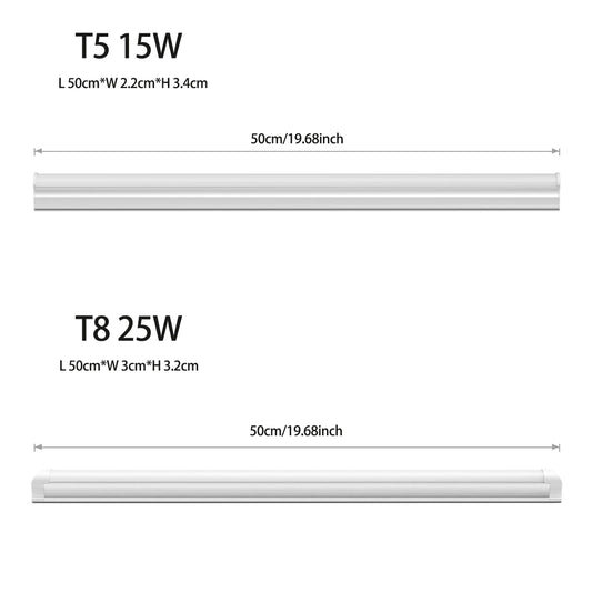 Energy Saving T5/T8 15W/25W LED Tube AC220V Fluorescent Tube Bulb for Shop Exhibition Halls Lighting,EU US Plug Connect Wire.