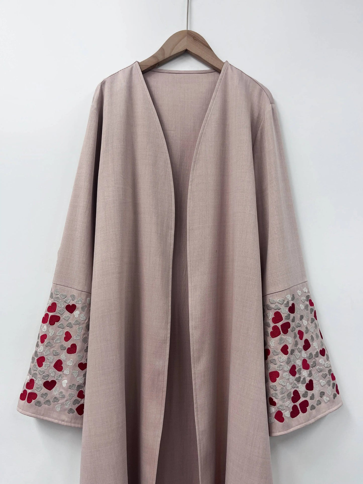 Ramadan islamic clothing kebaya Middle East Muslim women's Abaya solid color cuff love embroidery cardigan.