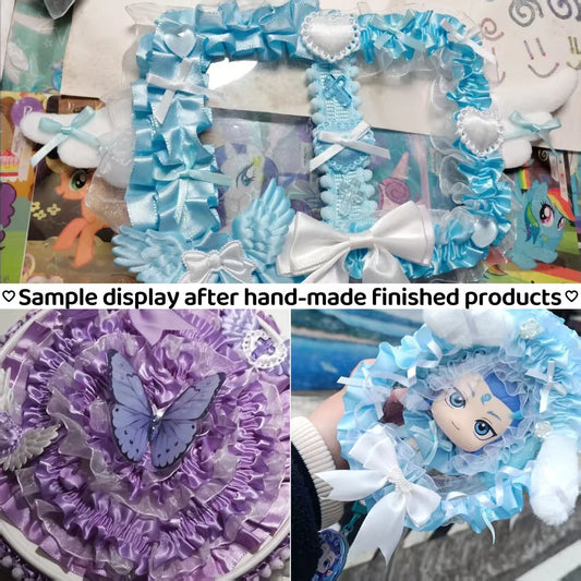 67 pieces of color material package set for bar and tray, collection of girl's pink bow, lace and lace accessories, pain package.