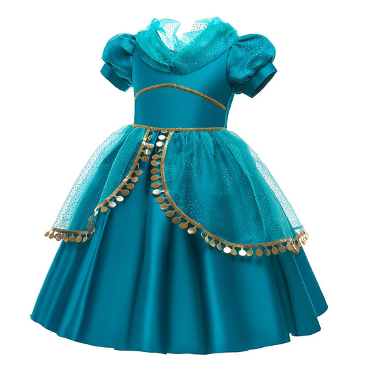 Disney Prinzessin Jasmin Kleid Kinder Cosplay Aladin und die Wunderlampe Performance Kostüm Mädchen Halloween Karneval Outfits.