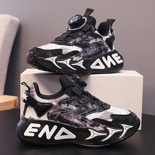 Fashion Print Children Shoes Boys Sneaker Autumn PU Leather Luxury Kids Casual Sneaker Platform Sports Tennis Shoes for Boy.