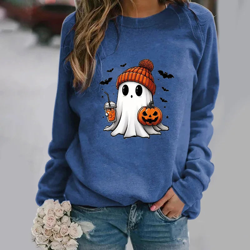Niedliche Geister muster Pullover Frauen lässig Halloween Geist Harajuku Pullover fallen Frauen Tops.