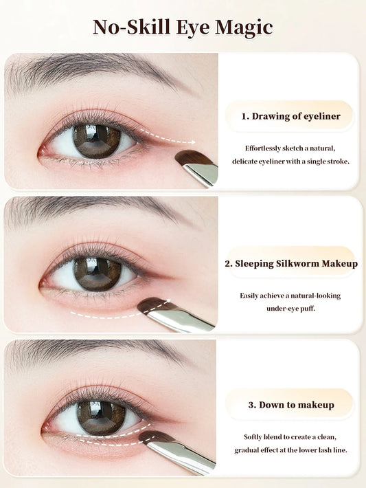 1 Set Of 5 Makeup Brushes Blade Eyeliner Brush Lower Eyelid To Flat Head Oblique Angle Eyebrow Brush Horizontal Silkworm Brush.