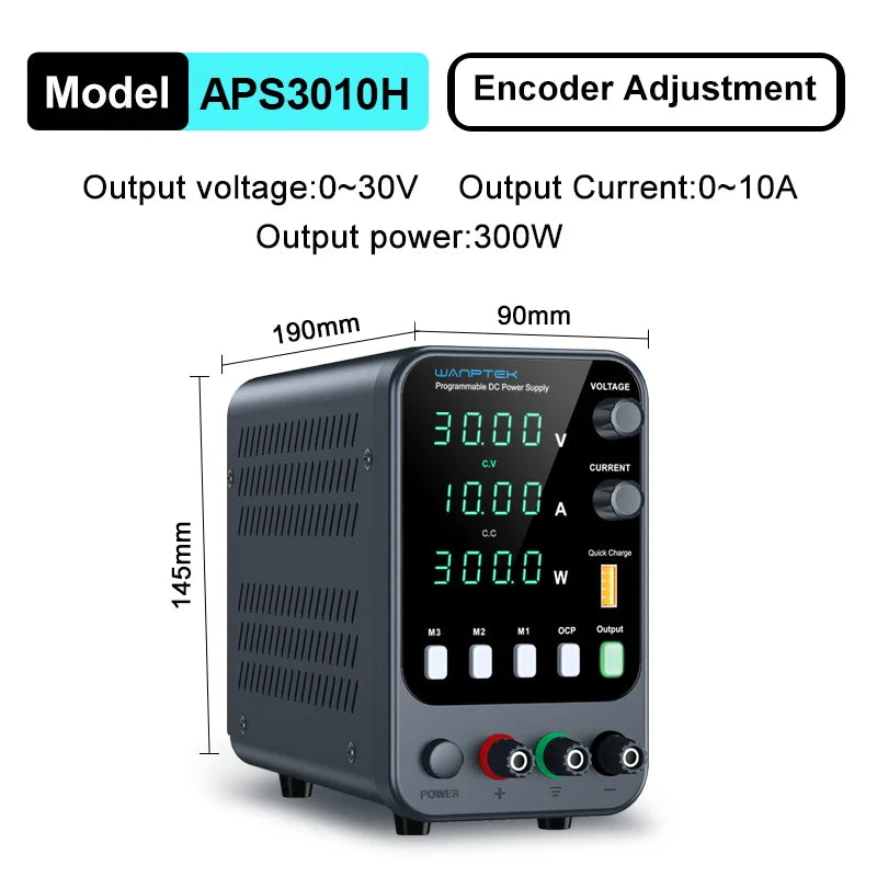 Wanptek 30V 5A 10A Switching Power Supply with 3 Groups Memory Storage Laboratory Work Regulated Power Supply Preset Current