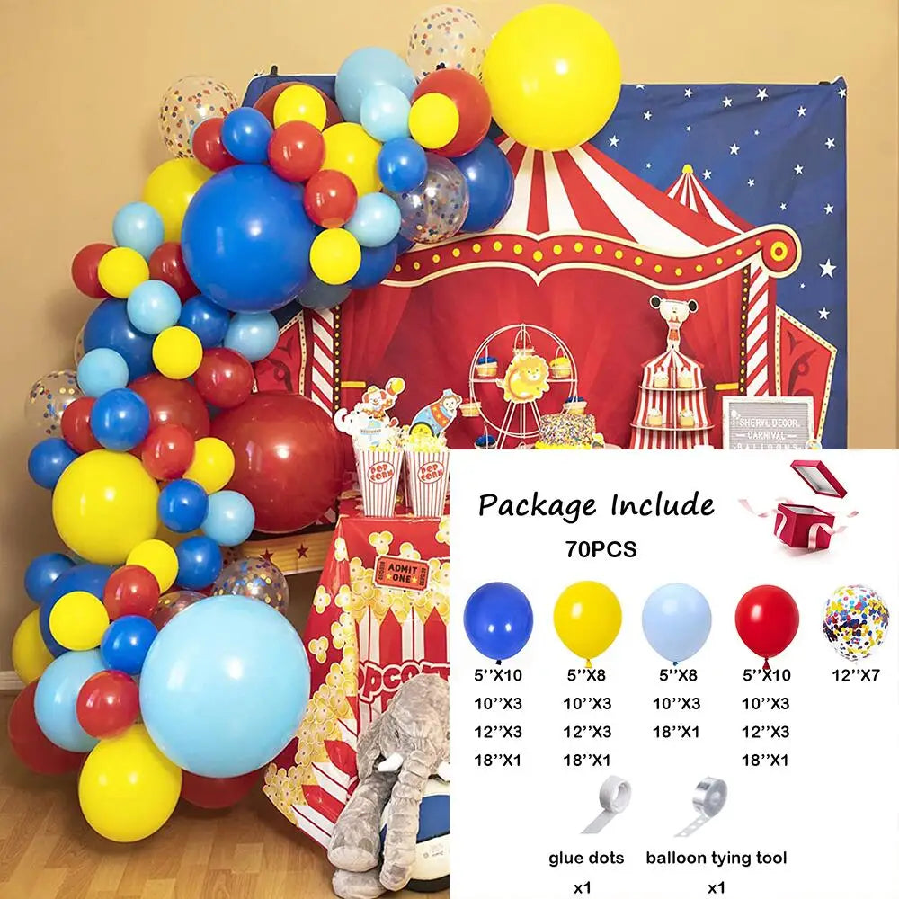 Karneval Zirkus Ballon Girlande Kit Rot Blau Gelb Regenbogen Konfetti Ballon Bogen Stern Folienballon Geburtstag Karneval Party Dekor