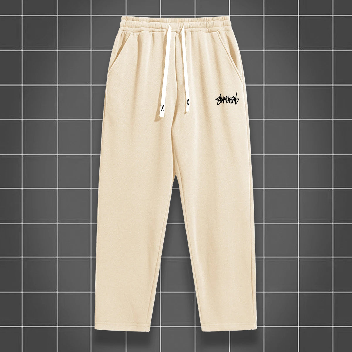 Men's solid color straight leg jogging pants, suitable for casual sports such as running, gym, and outdoor activities.