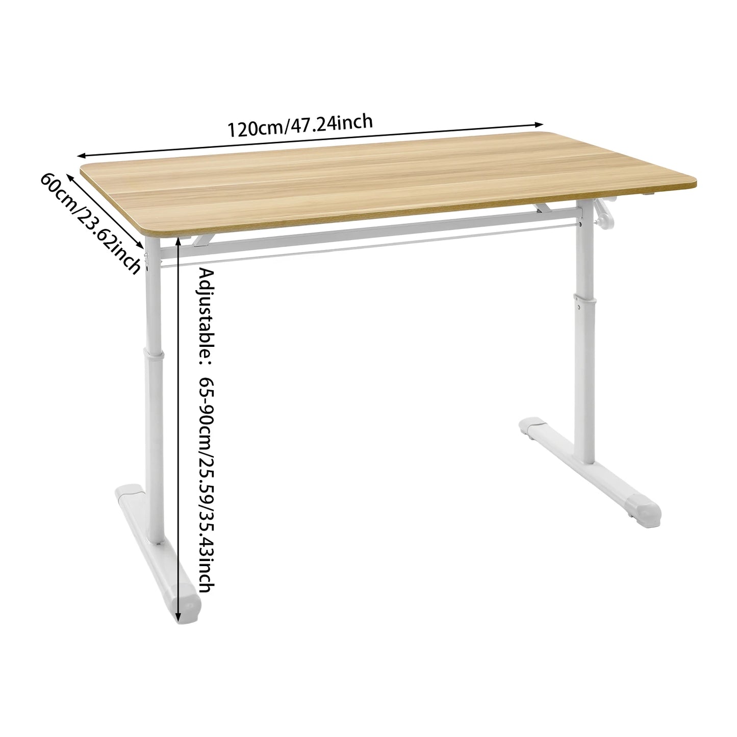 Höhenverstellbarer Stehpult, Blockfarbe, Sitz-Steh-Schreibtisch, 65–90 cm, Heimbüro-Schreibtisch, manuell erhöhbarer Tisch