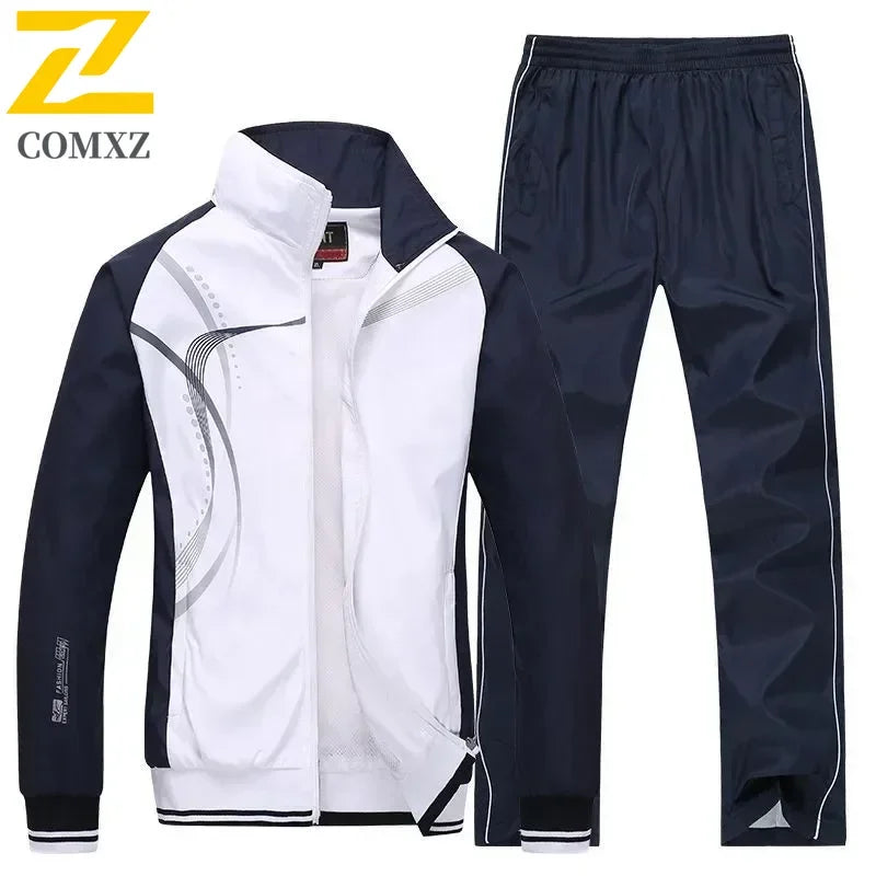 Men Sportswear New Spring Autumn Tracksuit 2 Piece Sets Sports Suit Jacket+Pant Sweatsuit Male Fashion Print Clothing Size L-5XL