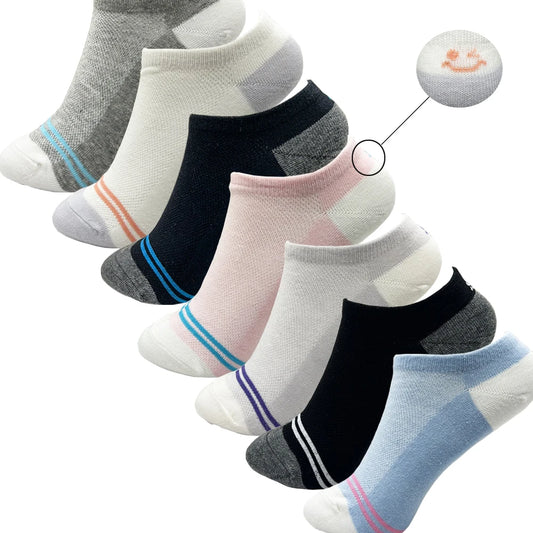 4 Pairs Cotton Women's Boat Socks No Show Socks Set for Lady White Invisible Cotton Socks Pack Pink Black Breathable Summer.