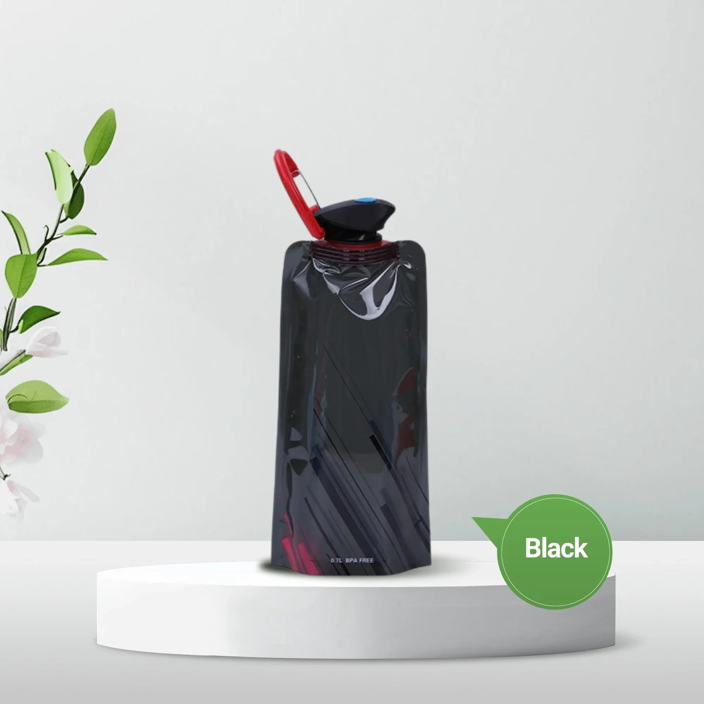 Foldable Water Bottles Flexible Reusable Travel Water Bottle Plastic Water Pouch Soft Flask Water Bag With Carabiner Clip