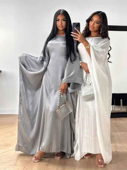 ramadan Eid Abayas For Women Modest Fashion Shimmer Batwing Satin Abaya Dubai Luxury 2024 Muslim Kaftan Dress Kebaya Vestidos.