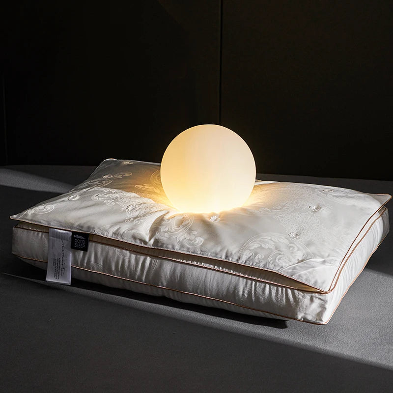 Pure Cotton Satin Jacquard Silk Pillows 48*74cm Mulberry silk Filling Anti Mite Soft Fluffy Hotel Sleeping Bedding Pillows