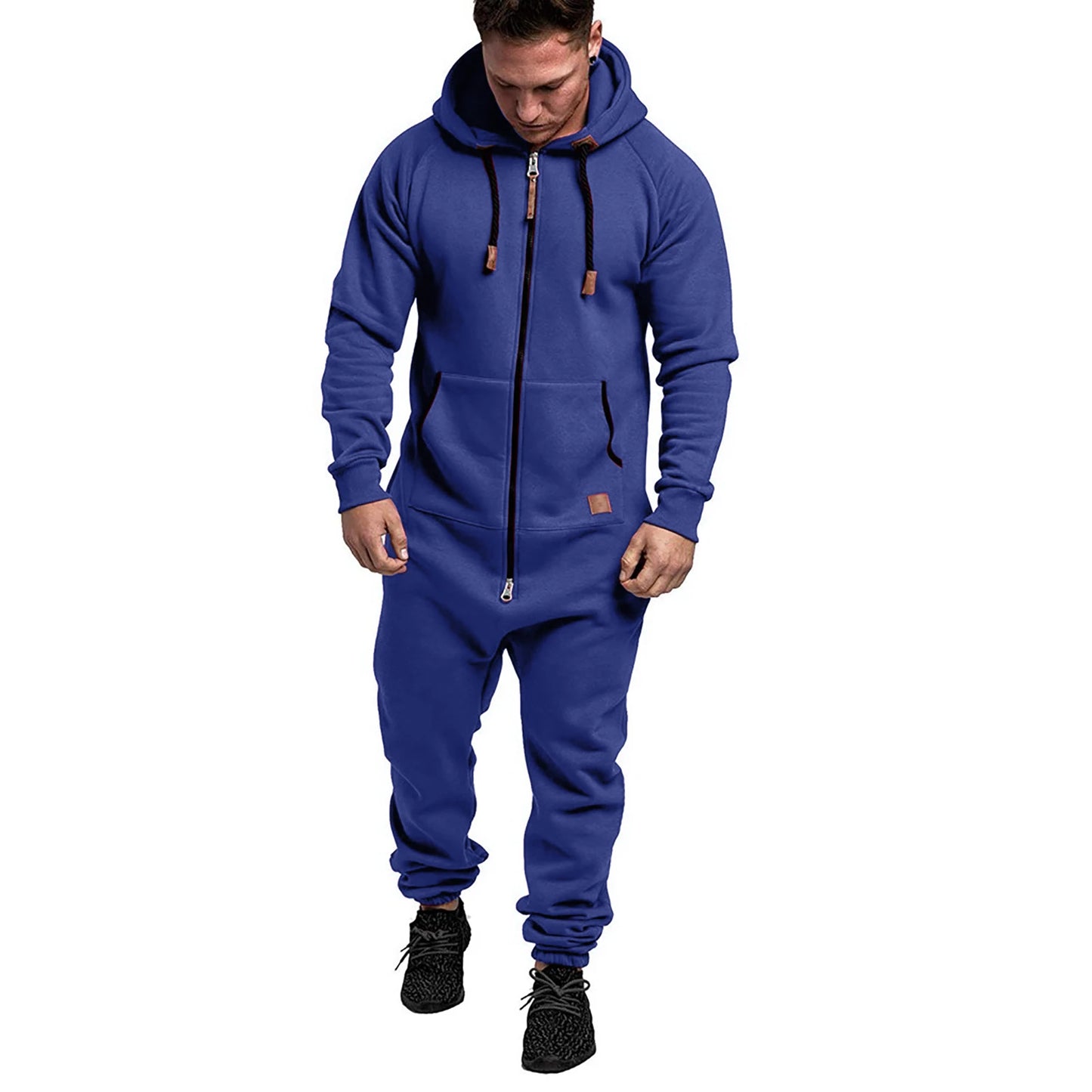 New Custom 3D Full Design Jumpsuit Pajamas Long-sleeved sports pants solid color splicing casual sweater men's zipper hoodie