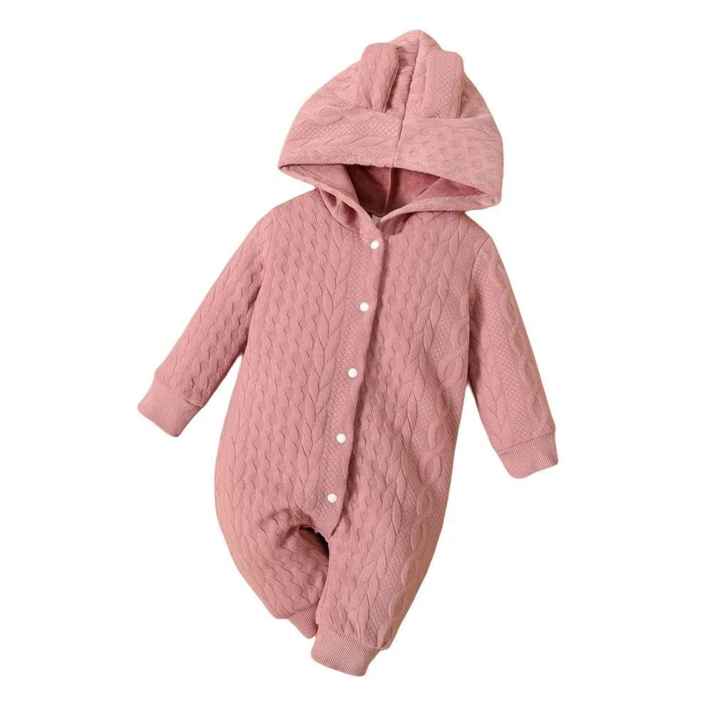0-18 Monate Neugeborenes Baby Mädchen Bodysuit einfarbig Hoodie Langarm Stram pler Herbst & Winter warme Overall Kleidung für Baby.
