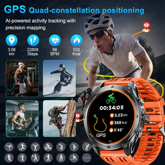 2025New GPS Sports Smart Watch AMOLED Flashlight 950Mah Battery IP68 Waterproof Fitness Trackr BT Call Smartwatch For Men Women.