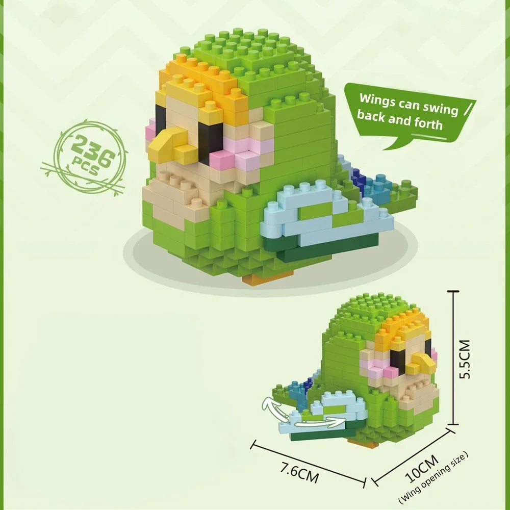 KNEW BUILT Colorful Parrot Micro Mini Building Blocks Assembly Toys 3D Model Bricks for Birds Funs Hands-on Ability Gift