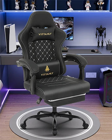 Gaming Chair mit Spring Kissen, Ergonomischer Gaming Chair Gamer Chair mit Kopfstütze, Lendenkissen and Footrest, Hö