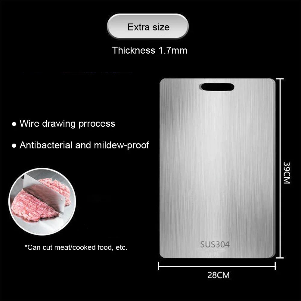 316 Stainless Steel Panel and Chopping Board Kitchen Household Thickened Double Sided Cutting Board Block Kneading Dough Board.