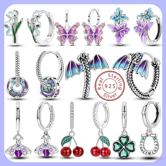 2025 New 925 Sterling Silver Hoop Earrings Flowers Zircon Drop Earrings Stud For Woman Fine Birthday Wedding Party Jewelry Gifts.