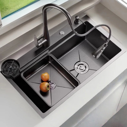 Kitchen Sink Stainless Steel Rice Grain Pattern Multifunctional Wear and Stain Resistant Large Single Slot Wash Dish Basin