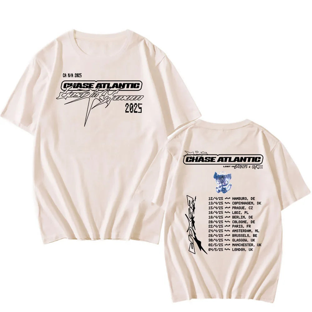 Band CHASE ATLANTIC Tour 2025 T-shirt Summer Cotton Short Sleeve Male Tshirts Graphic T Shirts Men Women Clothing Graphic Print.