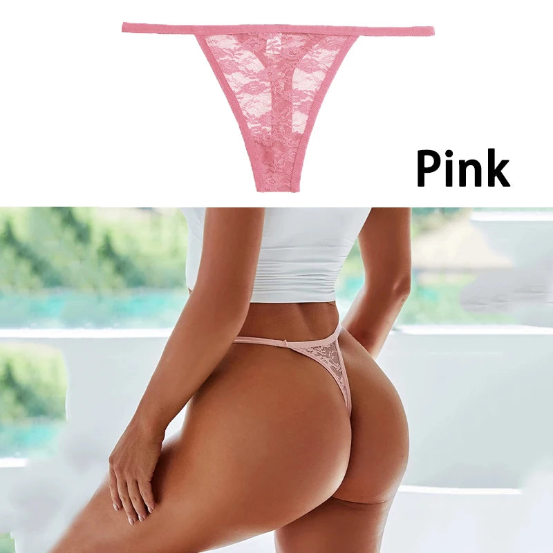 Lace Thong Sexy Panties G-string Low Waist Transparent Underwear Female Underpants Solid Intimates Lingerie Tangas Mujer M-XL.