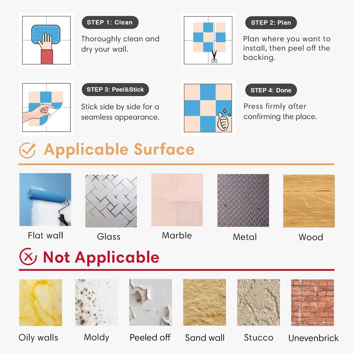 20PCS 3D Matte Wall Panels, 30×30cm – Peel and Stick Tiles for Kitchen, RV, and Bathroom Renovations, Decorative Wall Panels