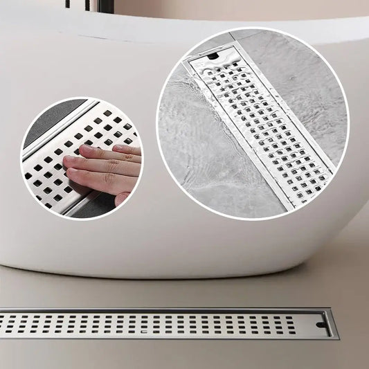 Mit Siebabdeckung, Duschbodenablauf, rechteckige Form, Edelstahl, Badezimmer-Waschbecken-Sieb, abnehmbar, geruchshemmend