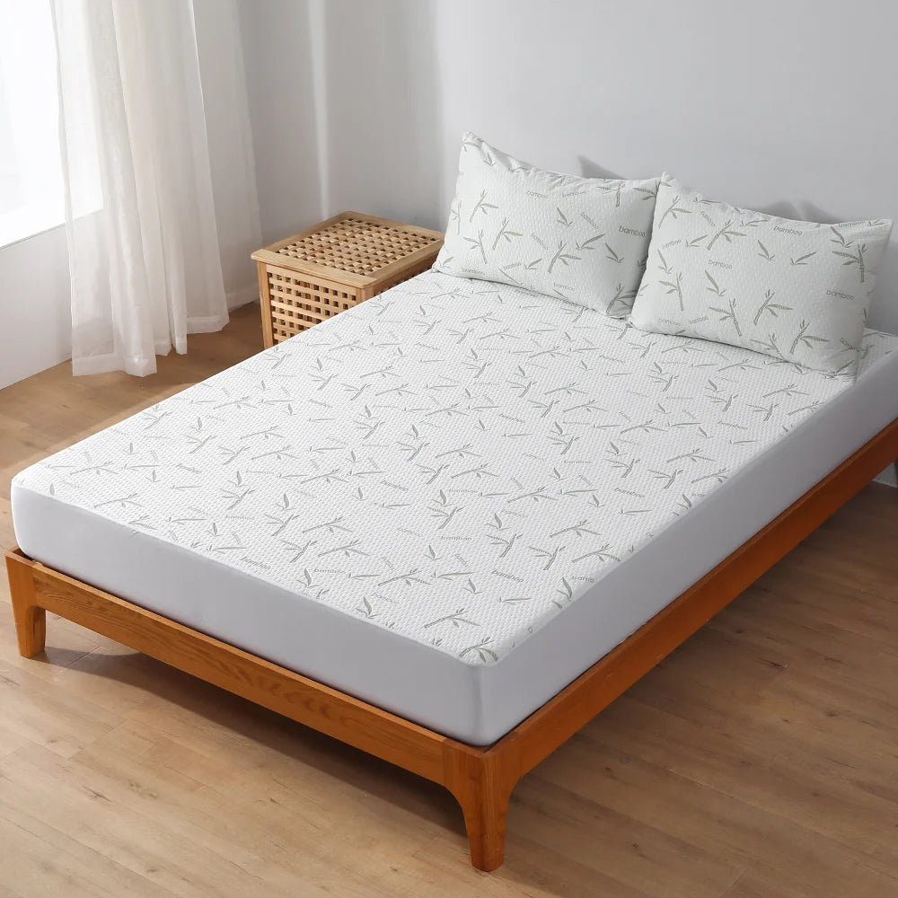 1pc Bamboo Mattress Protector, Breathable and Cooling Mattress Cover, 3D Air Fabric Fitted Bed Sheet 90/140/160cm size.