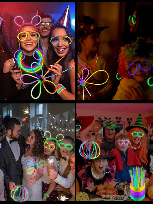 Leuchtende bunte Leuchtstäbe, fluoreszierend, leuchtend im Dunkeln, DIY-Armband, Halskette, Leuchtstab, Geburtstag, Hochzeit, Partyzubehör.