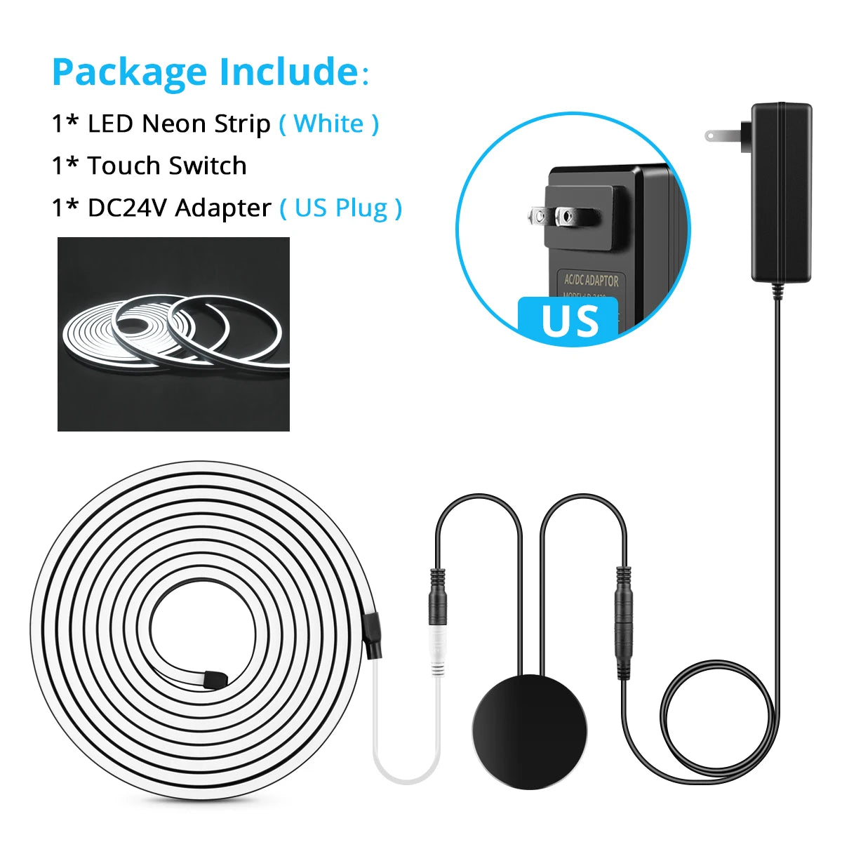 24V LED Strip High Quality Black Silicone LED Neon Light Tube Touch Motion Sensor Switch DIY Kitchen Cabinet Bedroom Backlight.