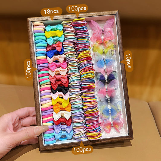 328 colorful random sweet and fashionable rubber band hair clip combinations.