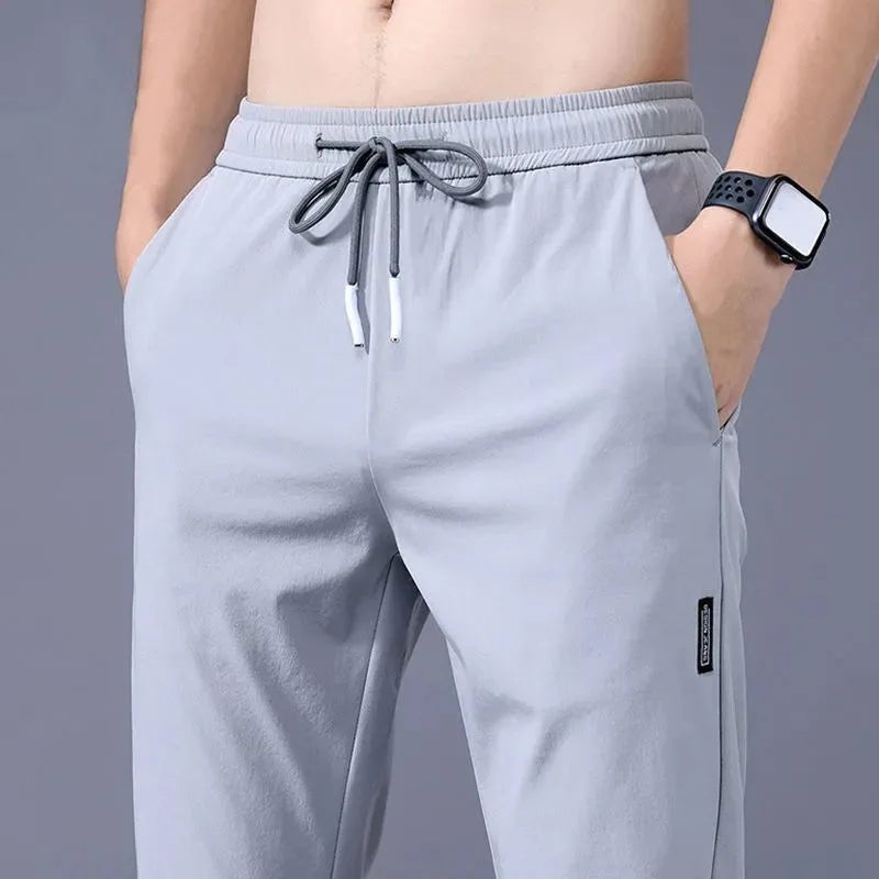 Men's Pants 2025 Summer New Black Gray Thin Business Casual Pants Outdoor Elastic Breathable Straight Leg Sweatpants.