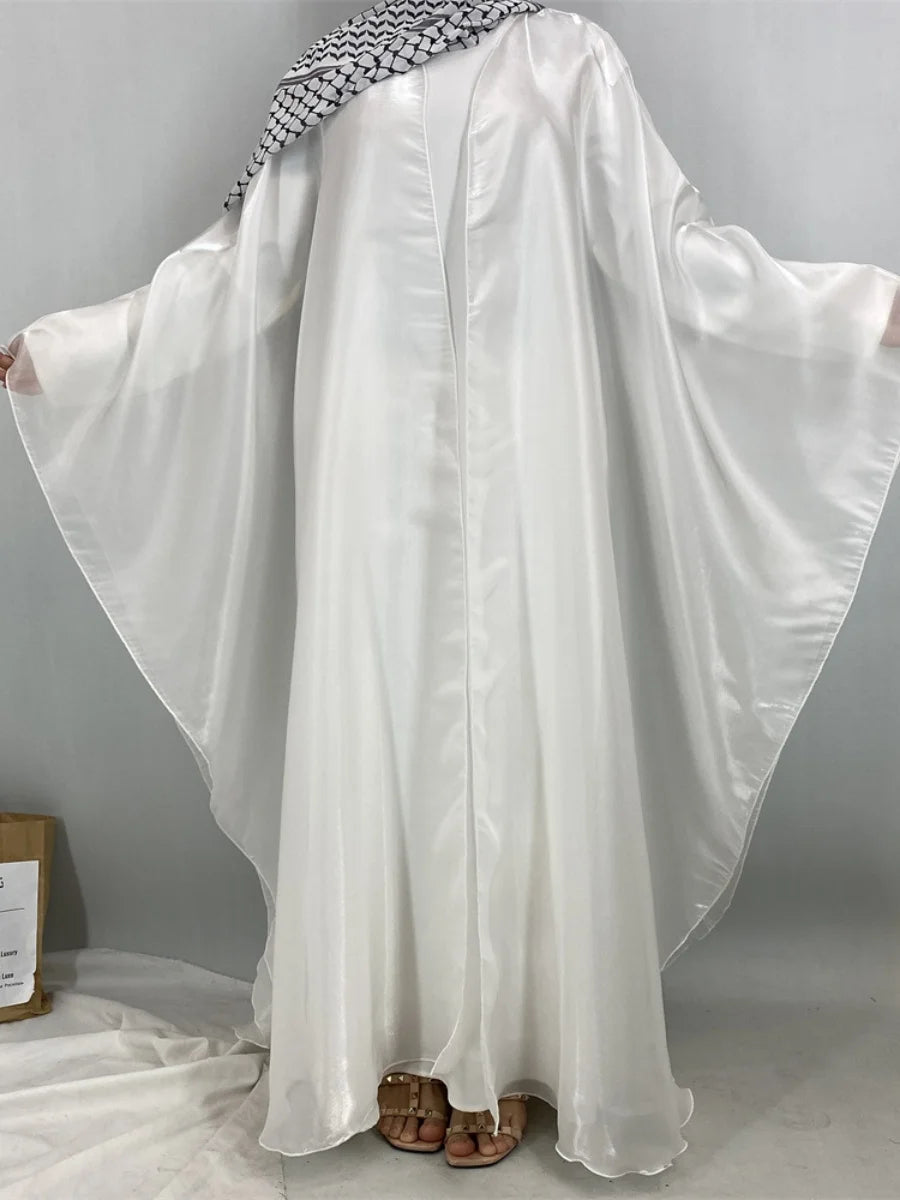 Muslim Women Dubai Abaya Stain batwing sleeve Long Dress Kimono Cardigan Kaftan Modest Robe Femme Islam African Dresses Kebaya