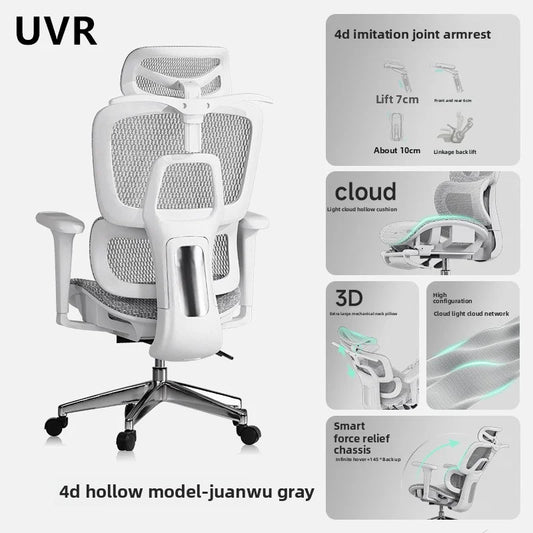 UVR Mesh-Bürostuhl, ergonomisches Design, Sessel für Zuhause, verstellbare Boss-Rückenlehne, Hocker mit Fußstütze, Spielstuhl-Möbel