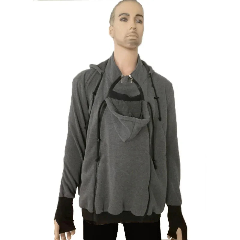 Autumn Winter Kangaroo Baby Carrier Hooded Hoodies Sweatshirt For Father Babywearing Jacket Multifunctional Kangaroo Clothes.