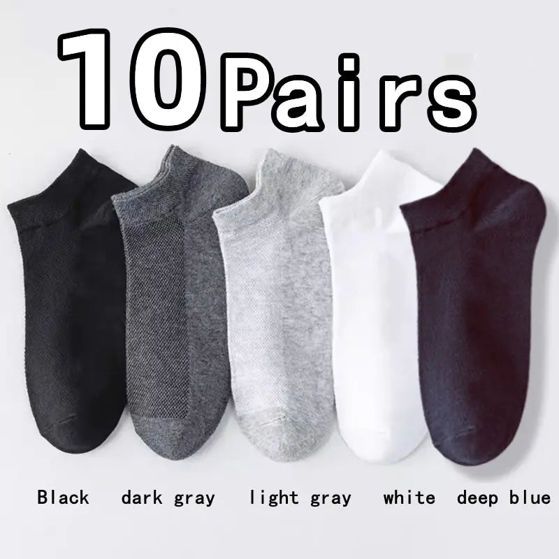 10 Pairs Men's Breathable Mesh Summer Short Socks, Sports Versatile Cotton Socks at Discount Price Sports and Casual Wear