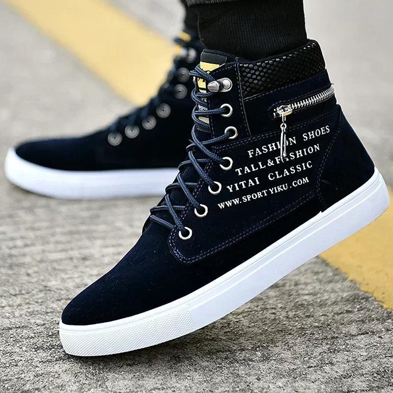 Men Vulcanized Shoes British Style High Top Casual Sneakers Men Canvas Shoes Man Sports Skateboarding Shoes Fashion Male.