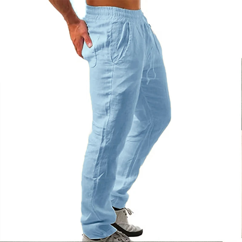 Korean Summer Men's Cotton Pants New Breathable Solid Color Comfortable Pants Fitness Yoga Jogging Sweatpants Streetwear