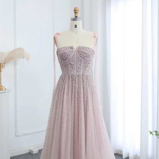 Sharon Said Luxus Perlen Blush Pink Dubai Abendkleid mit Trägern Weinrot Arabisch Arabisch Hochzeit Party Kleid SS263 Maßgeschneidert.