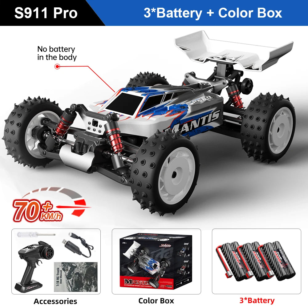 Teeggi S911 PRO 1:16 RC Racing Car 4WD RC CAR 70KM/H High Speed Off-Road Car 2.4G Remote Controller Toy For Children Gifts