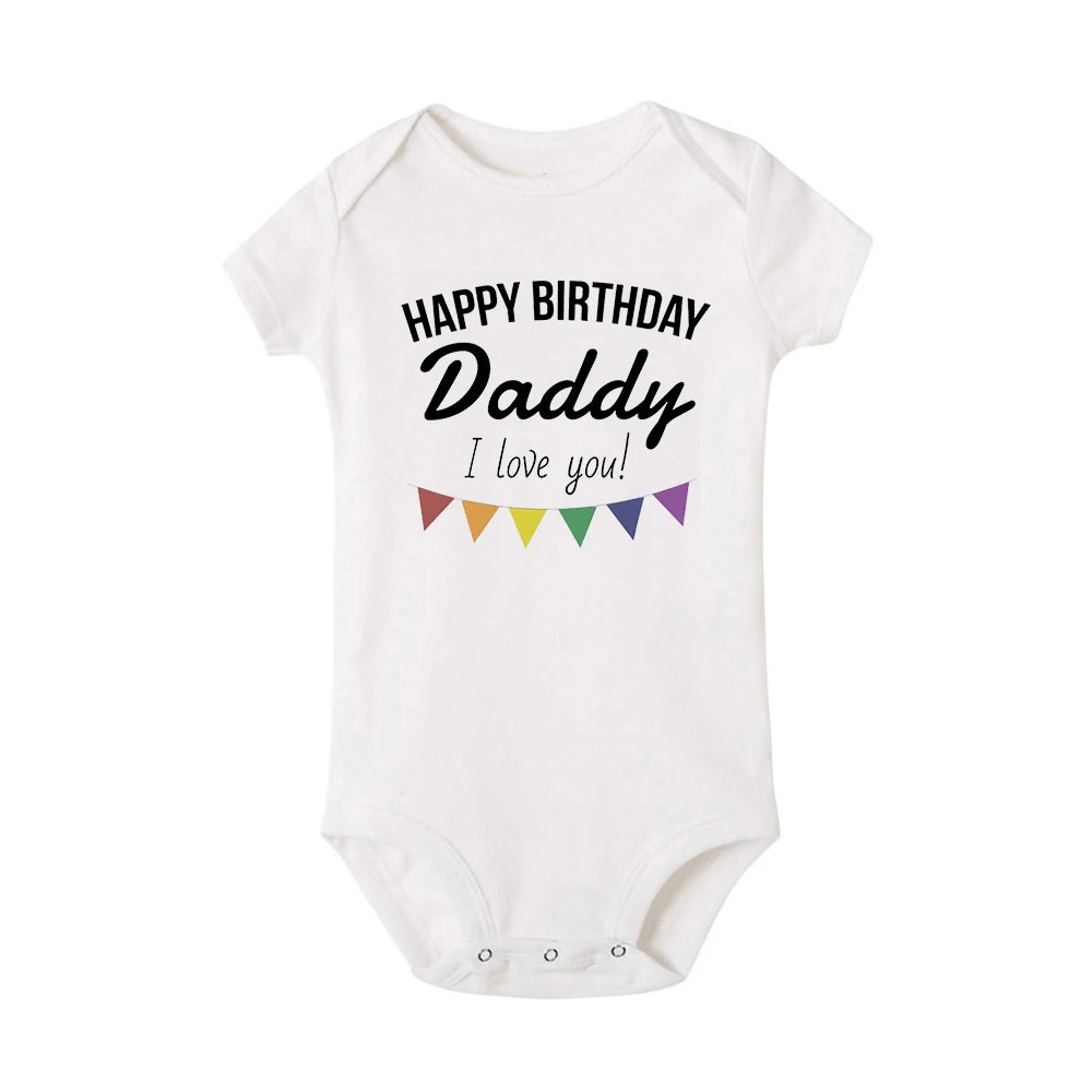 Alles Gute zum Geburtstag Papa Baby Body Vater Party Jungen Mädchen Outfit Strampler Säugling Sommer Kleinkind Kurzarm Kleidung Ropa Geschenke