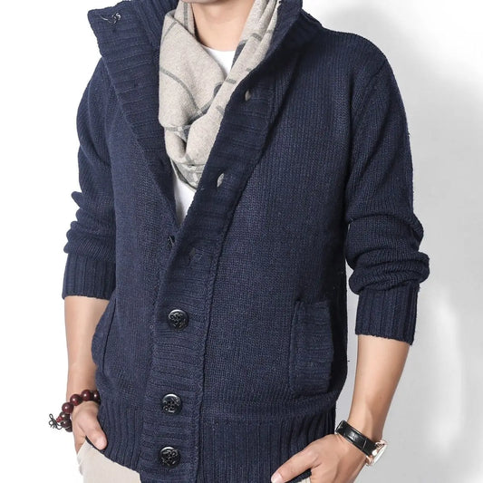 Jackets Apricot Knitted Cardigan Male Solid Color Thick Men's Sweaters with Pockets Streetwear Casual Long Sleeve Cashmere Open.