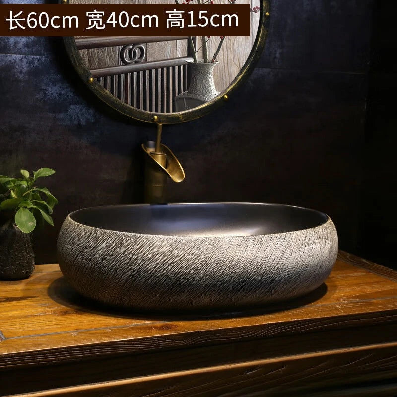 Modernes Badezimmerwaschbecken im nordischen Stil zum Waschen von Händen und Gesicht, minimalistisches Design, individuell gestaltet